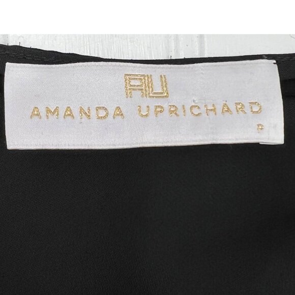 Amanda Uprichard Black Long Sleeve Overlap Hem Blouse Womens P Polyester - Picture 2 of 5